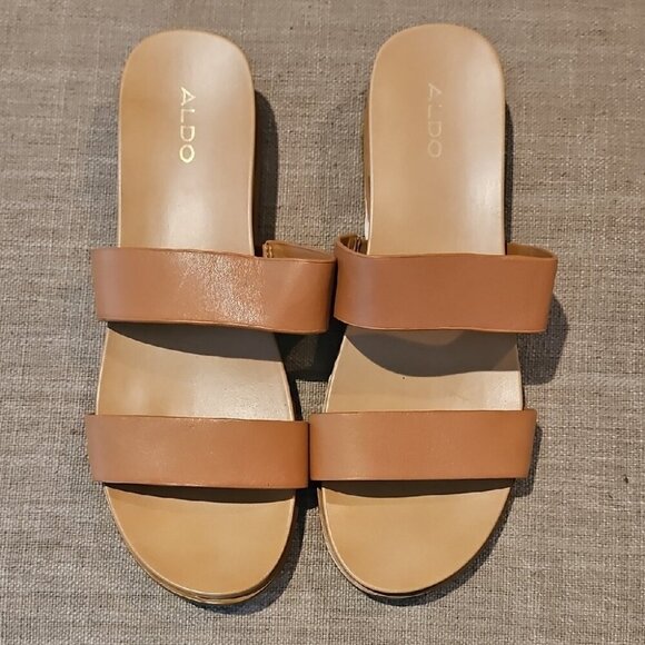Aldo Tan Slide Sandals Minimalist Design - Picture 1 of 3